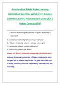 Associate Real Estate Broker Licensing &NewLine;Examination Questions With Correct Answers &NewLine;&lpar;Verified Answers&rpar; Plus Rationales 2026 Q&A &vert; &NewLine;Instant Download Pdf 