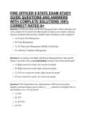 FIRE OFFICER II STATE EXAM STUDY GUIDE QUESTIONS AND ANSWERS WITH COMPLETE SOLUTIONS 100&percnt; CORRECT RATED A&plus;