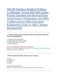 NR-228 Nutrition&comma; Health & Wellness &NewLine;Certification  Newest 2025-2026 Update &NewLine;Practice Questions Fast Reviwed From &NewLine;Actual Exams 170 Questions And 100&percnt; &NewLine;Verified Answers With Convenient &NewLine;Explanations Grade A&plus; Q&A &vert; Instant &NewLine;Download Pdf