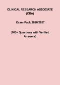 Clinical Research Associate &lpar;CRA&rpar; Exam Pack &vert; 150&plus; Questions with Detailed Answers 2026