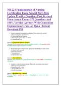 NR-224 Fundamentals of Nursing &NewLine;Certification Exam Newest 2025-2026 &NewLine;Update Practice Questions Fast Reviwed &NewLine;From Actual Exams 170 Questions And &NewLine;100&percnt; Verified Answers With Convenient &NewLine;Explanations Grade A&plus; Q&A &vert; Instant &NewLine;Download Pdf 