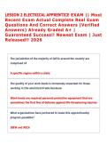 LESSON 2 ELECTRICAL APPRENTICE EXAM &vert;&vert; Most &NewLine;Recent Exam Actual Complete Real Exam &NewLine;Questions And Correct Answers &lpar;Verified &NewLine;Answers&rpar; Already Graded A&plus; &vert; &NewLine;Guaranteed Success&excl;&excl; Newest Exam &vert; Just &NewLine;Released&excl;&excl; 2026