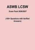 ASWB LCSW Exam Prep Pack &vert;200&plus; Questions with Verified Answers 2026