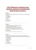 NCCT Phlebotomy Certification Exam&NewLine;Questions and Answers Complete Study&NewLine;Guide All Topics Covered A&plus;