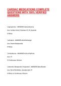 CARDIAC MEDICATIONS COMPLETE QUESTIONS WITH 100&percnt; VERIFIED ANSWERS
