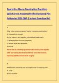 Apprentice Mason Examination Questions &NewLine;With Correct Answers &lpar;Verified Answers&rpar; Plus &NewLine;Rationales 2026 Q&A &vert; Instant Download Pdf 