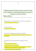 California Bar Practice Exam &lpar;Latest 2026&sol; &NewLine;2027 Update&rpar; Verified Questions & Answers &NewLine;&vert; Grade A &lpar;100&percnt; Correct &NewLine;Elaborations