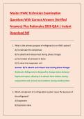Master HVAC Technician Examination &NewLine;Questions With Correct Answers &lpar;Verified &NewLine;Answers&rpar; Plus Rationales 2026 Q&A &vert; Instant &NewLine;Download Pdf 