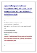 Apprentice Refrigeration Technician &NewLine;Examination Questions With Correct Answers &NewLine;&lpar;Verified Answers&rpar; Plus Rationales 2026 Q&A &vert; &NewLine;Instant Download Pdf 