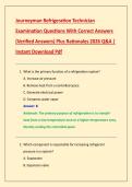 Journeyman Refrigeration Technician &NewLine;Examination Questions With Correct Answers &NewLine;&lpar;Verified Answers&rpar; Plus Rationales 2026 Q&A &vert; &NewLine;Instant Download Pdf 