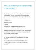 NRS 3016 Midterm Exam Questions With Correct Answers 