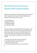 NRS 3016 Communication Practice Questions With Complete Solutions
