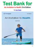 Test Bank for An Invitation to Health 21st Edition by Lisa Tunks isbn-978-0357973707