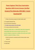 Power Engineer Third Class Examination &NewLine;Questions With Correct Answers &lpar;Verified &NewLine;Answers&rpar; Plus Rationales 2026 Q&A &vert; Instant &NewLine;Download Pdf 