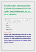 Telecommunications Technician Certification &NewLine;Examination Questions With Correct Answers &NewLine;&lpar;Verified Answers&rpar; Plus Rationales 2026 Q&A &vert; &NewLine;Instant Download Pdf 