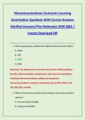 Telecommunications Contractor Licensing &NewLine;Examination Questions With Correct Answers &NewLine;&lpar;Verified Answers&rpar; Plus Rationales 2026 Q&A &vert; &NewLine;Instant Download Pdf 