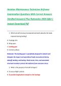 Aviation Maintenance Technician Airframe &NewLine;Examination Questions With Correct Answers &NewLine;&lpar;Verified Answers&rpar; Plus Rationales 2026 Q&A &vert; &NewLine;Instant Download Pdf 
