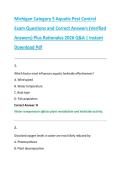 Michigan Category 5 Aquatic Pest Control &NewLine;Exam Questions and Correct Answers &lpar;Verified &NewLine;Answers&rpar; Plus Rationales 2026 Q&A &vert; Instant &NewLine;Download Pdf