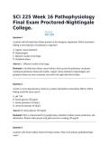 SCI 225 Week 16 Pathophysiology Final Exam Proctored-Nightingale College