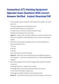 Connecticut &lpar;CT&rpar; Hoisting Equipment&NewLine;Operator Exam Questions With Correct&NewLine;Answers Verified Instant Download Pdf