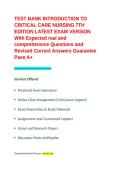 TEST BANK INTRODUCTION TO CRITICAL CARE NURSING PACKAGE DEAL&period;