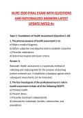 NURS 2830&colon; Health Assessment for Nursing Practice - Final Exam Question Bank&NewLine;150&plus; Multiple Choice Questions with Answers and Detailed Rationales
