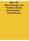 BIO 140 Microbiology Lab Practical Exam Study Guide 2026 Updated &ndash; Final Review of Laboratory Techniques&comma; Microorganisms&comma; Identification and Microbiology Concepts