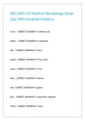 SBCC BMS 127 Medical Microbiology Vocab Quiz With Complete Solutions
