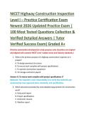 NICET Highway Construction Inspection &NewLine;Level I &ndash; Practice Certification Exam  &NewLine;Newest 2026 Updated Practice Exam &vert; &NewLine;100 Most Tested Questions Collection & &NewLine;Verified Detailed Answers &vert; Tutor &NewLine;Verified Success Exam&rpar; Graded A&plus; 