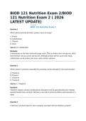 BIOD 121 Nutrition Exam 2&sol;BIOD 121 Nutrition Exam 2 &lpar; 2026 LATEST UPDATE&rpar;