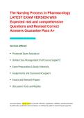 The Nursing Process in Pharmacology LATEST EXAM VERSION With Expected real and comprehensive Questions and Revised Correct Answers Guarantee Pass A&plus;&period;