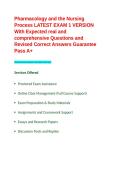 Pharmacology and the Nursing Process LATEST EXAM 1 VERSION With Expected real and comprehensive Questions and Revised Correct Answers Guarantee Pass A&plus;&period;