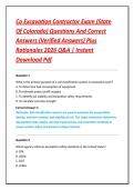 Co Excavation Contractor Exam &lpar;State &NewLine;Of Colorado&rpar; Questions And Correct &NewLine;Answers &lpar;Verified Answers&rpar; Plus &NewLine;Rationales 2026 Q&A &vert; Instant &NewLine;Download Pdf 