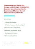 Pharmacology and the Nursing Process LATEST EXAM VERSION With Expected real and comprehensive Questions and Revised Correct Answers Guarantee Pass A&plus;&period;
