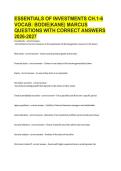 ESSENTIALS OF INVESTMENTS CH&period;1-6 &NewLine;VOCAB&colon; BODIE&vert;KANE&vert; MARCUS &NewLine;QUESTIONS WITH CORRECT ANSWERS &NewLine;2026-2027 
