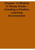 Chapter 13 Module 37 Study Guide 2026 Updated &ndash; Creating a Positive Learning Environment&comma; Classroom Management and Student Engagement Strategies