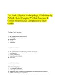 TEST BANK FOR PHYSICAL ANTHROPOLOGY 12TH EDITION BY PHILIP L&period; STEIN &vert; COMPLETE VERIFIED QUESTIONS AND ANSWERS STUDY GUIDE
