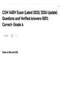 CON 1400V Exam &lpar;Latest 2025&sol; 2026 Update&rpar; Questions and Verified Answers-100&percnt; Correct- Grade A