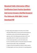 Maryland Public Information Officer &NewLine;Certification Exam Practice Questions &NewLine;And Correct Answers &lpar;Verified Answers&rpar; &NewLine;Plus Rationale 2026 Q&A&vert; Instant &NewLine;Download Pdf 