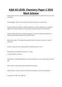 AQA AS LEVEL Chemistry Paper 2 2025 Mark Scheme &vert; Full Answers & Breakdown