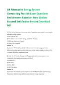 VA Alternative Energy System&NewLine;Contracting Practice Exam Questions&NewLine;And Answers Rated A&plus; New Update&NewLine;Assured Satisfaction Instant Download&NewLine;Pdf