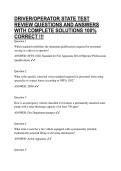 DRIVER&sol;OPERATOR STATE TEST REVIEW QUESTIONS AND ANSWERS WITH COMPLETE SOLUTIONS 100&percnt; CORRECT &excl;&excl;&excl;
