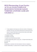 HESI Pharmacology Exam Practice ACTUAL EXAM COMPLETE  QUESTIONS WITH DETAILED VERIFIED ANSWERS ALREADY GRADED A&plus;