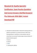 Maryland Air Quality Specialist &NewLine;Certification  Exam Practice Questions &NewLine;And Correct Answers &lpar;Verified Answers&rpar; &NewLine;Plus Rationale 2026 Q&A&vert; Instant &NewLine;Download Pdf  