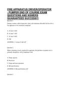 FIRE APPARATUS DRIVER&sol;OPERATOR - PUMPER END OF COURSE EXAM QUESTIONS AND NSWERS GUARANTEED SUCCESS&excl;&excl;&excl;