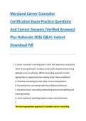 Maryland Career Counselor &NewLine;Certification Exam Practice Questions &NewLine;And Correct Answers &lpar;Verified Answers&rpar; &NewLine;Plus Rationale 2026 Q&A&vert; Instant &NewLine;Download Pdf 