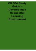 CR 504 Study Guide 2026 Updated &ndash; Developing a Respectful Learning Environment&comma; Classroom Culture and Student Engagement