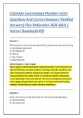 Colorado Journeyman Plumber Exam &NewLine;Questions And Correct Answers &lpar;Verified &NewLine;Answers&rpar; Plus Rationales 2026 Q&A &vert; &NewLine;Instant Download Pdf