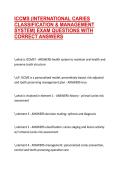 ICCMS &lpar;INTERNATIONAL CARIES CLASSIFICATION & MANAGEMENT SYSTEM&rpar; EXAM QUESTIONS WITH CORRECT ANSWERS&NewLine;