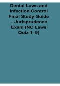 Dental Laws and Infection Control Final Study Guide 2026 Updated &ndash; Jurisprudence Exam &lpar;NC Laws Quiz 1&ndash;9&rpar;